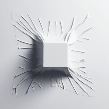 White Cube Covered by Flowing Fabric on a Minimal Background - 3d rendering