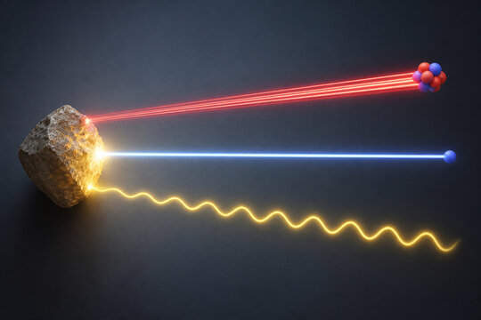 Abstract alpha beta gamma radiation from atomic source