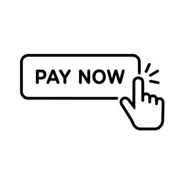 Pay now icon, black glyph vector symbol for web and app interface design