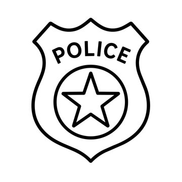 Police badge icon, black glyph vector symbol for web and app interface design
