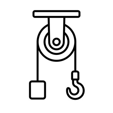 Pulley icon, black glyph vector symbol for web and app interface design