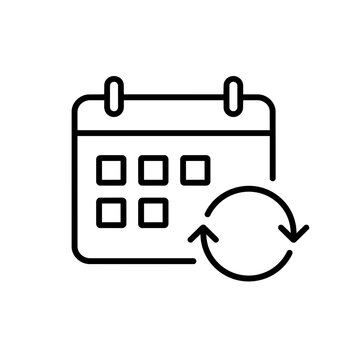 Reschedule icon, black glyph vector symbol for web and app interface design