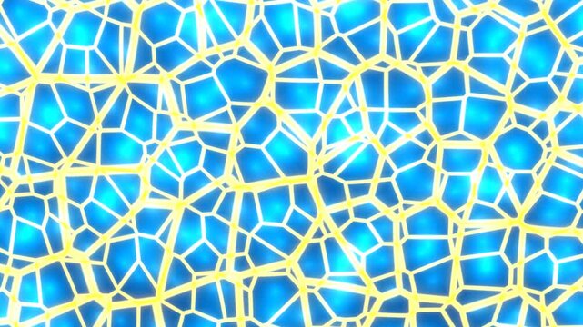 Abstract organic cell structure background, glowing blue biological mesh pattern, microscopic medical science animation
