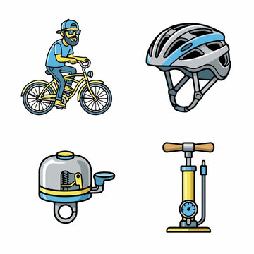 Cycling Gear and Accessories Illustration.