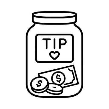 Tip jar icon, black glyph vector symbol for web and app interface design