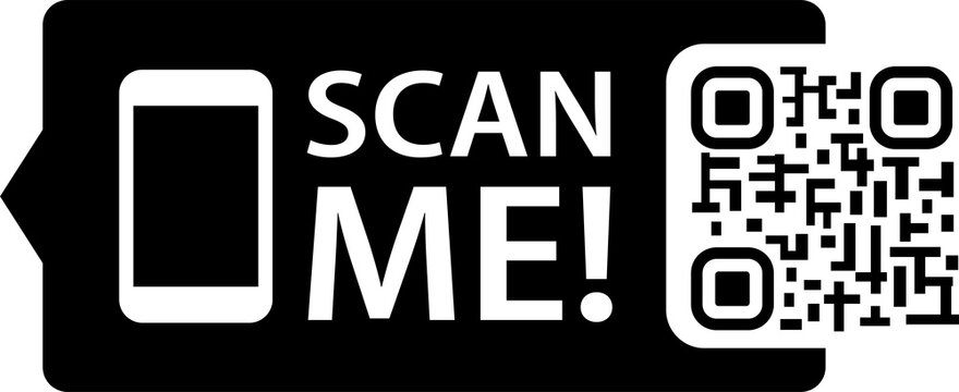 Scan Me QR Code Button PNG with Black and White Design for Digital Scanning, Isolated on Transparent Background