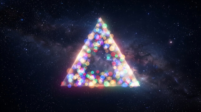 Colorful geometric triangle in space background