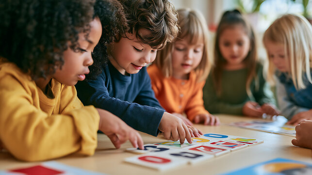 Happy little child learning about future professions through educational role play