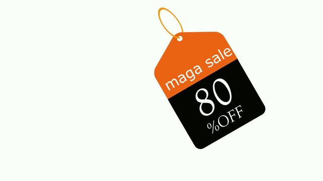 Sale tag banner hanging 4k animation 80% off or discount banner had Special offer discount tags business concept animation sale tag animation with alpha channels, and sale banner animation