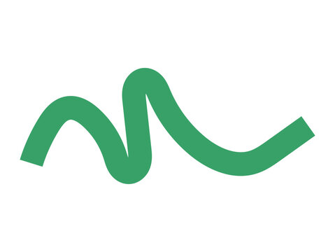 Abstract Green Color Line. Wave Shape Graphic Element. Vector Organic Wavy Ribbon. Doodle Geometric Line for Poster Design, Dynamic Logos, Organic Icons and illustrations