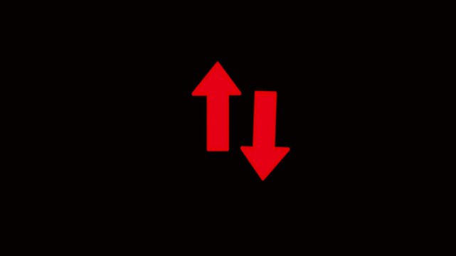 The Two Lane highway street sign icon isolated on black background vector Illustration. Up and down arrow icon. Icon isolated on black background