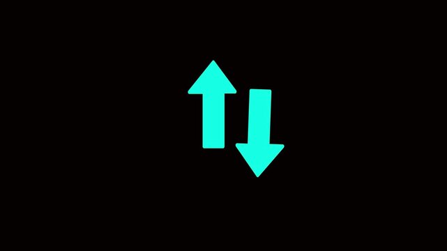 The Two Lane highway street sign icon isolated on black background vector Illustration. Up and down arrow icon. icon isolated on black background