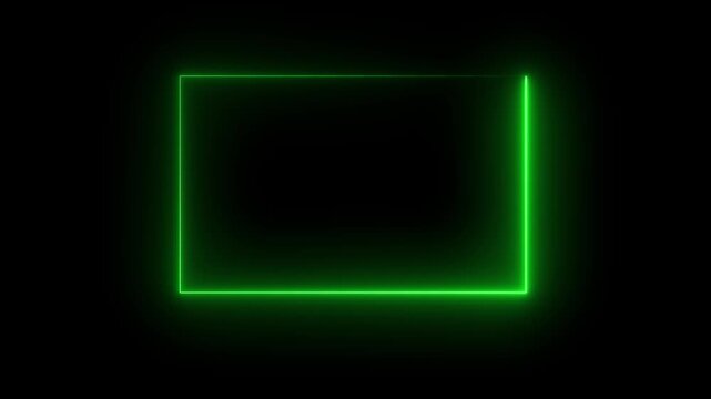 Glowing neon rectangle frame. Abstract neon glowing line frame, abstract Glowing Neon light frame rectangle loading icon, animation on black background. Neon box animated,4k