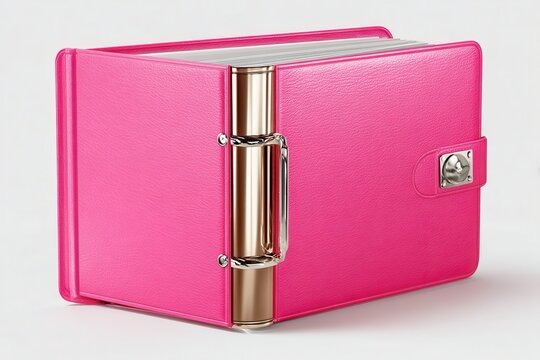 Pink leather binder with metal clasp and rings