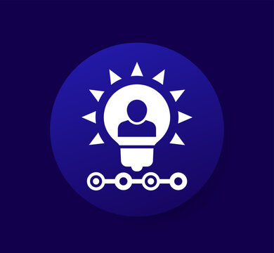 idea icon with light bulb and user