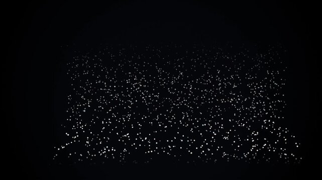 Abstract background with falling white particles on black motion video