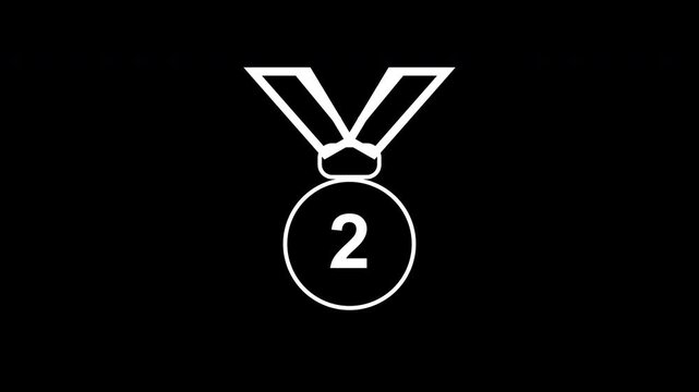Second Place Silver Award Winner Medal Ribbon Animation on Black