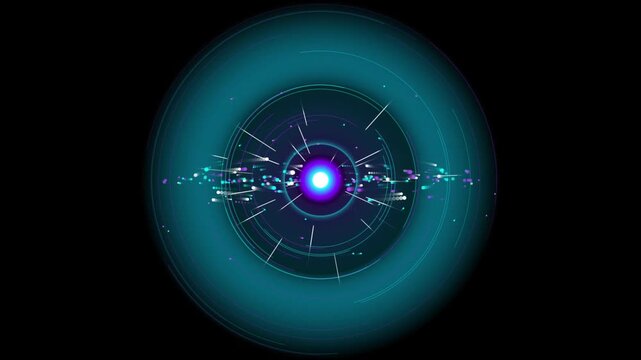 Abstract futuristic glowing light portal with circular rings motion video