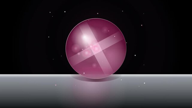 Abstract Magenta Sphere with Cross Pattern on Reflective Surface