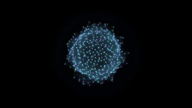 Abstract digital sphere with connected dots and lines motion video