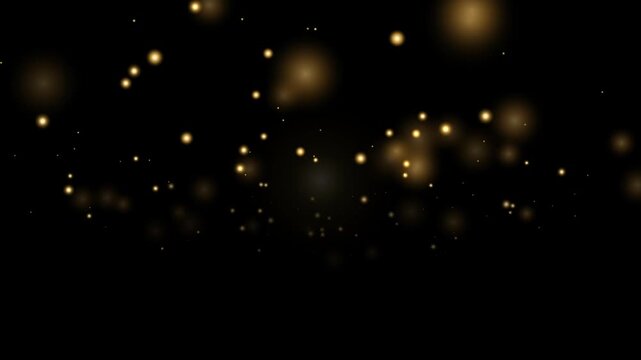 Abstract golden glitter particles on black background motion video