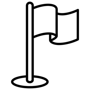 Minimalist black line art flag icon on circular base for design and branding projects