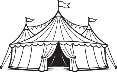 Circus tent and carnival marquee outline vector. © Abdul