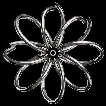 Rotating metallic torus knot forming complex geometric shape 3d
