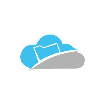 Cloud storage folder icon digital data concept.