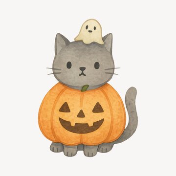 Cute Halloween cat illustration