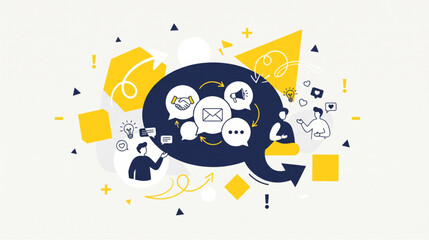Fototapeta premium Business Communication and Digital Collaboration Concept with Messaging and Teamwork