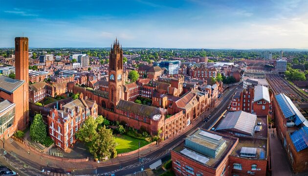 aerial view of coventry city center in england showcasing historic architecture and modern landmarks