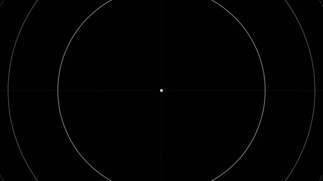 Minimalist Abstract Radar Screen with Concentric Circles on Black Background