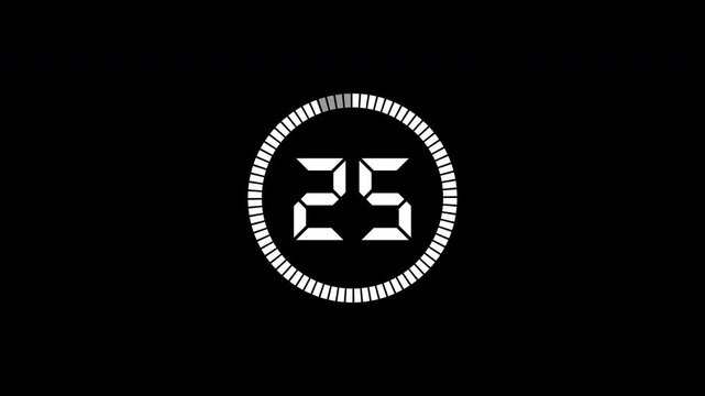 Minimal Countdown Timer Animation From 30 to 0 Seconds. Round Circle 30 Seconds Countdown, with 4K Animation. 4K Video.