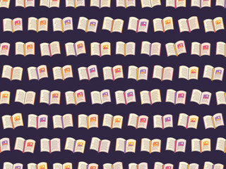 Obraz premium Open Books Colorful Reading Library Pattern Background