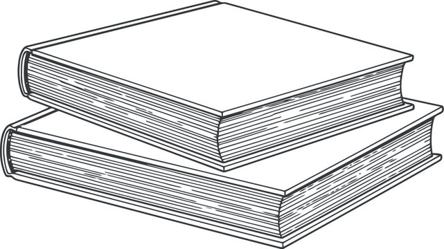 Two stacked books drawn in a simple black and white sketch style