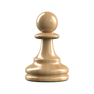 A single wooden chess pawn piece standing upright isolated on transparent background