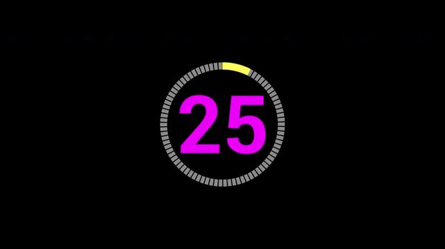 Minimal Countdown Timer Animation From 30 To 0 Seconds. Round Circle 30 Seconds countdown, Modern Flat Design With 4K Animation.