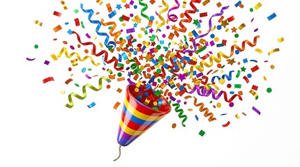 Obraz premium Party popper exploding with colorful confetti