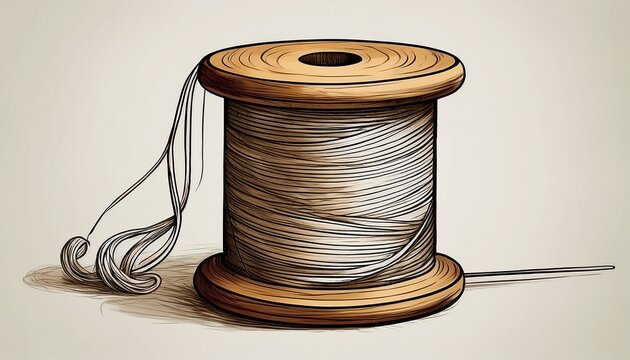 simple drawing of a spool of thread art