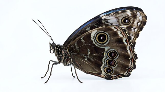 Morpho butterfly isolated on white background