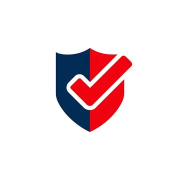 Modern checkmark logo in red and blue shield shape