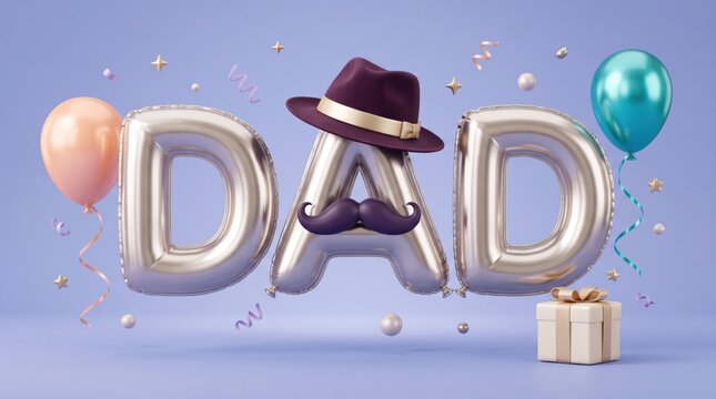 Father's Day balloons and gift wrapping ideas for silver DAD