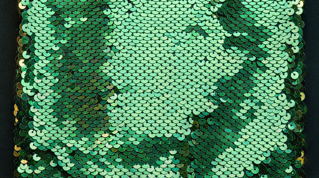 Shining Green Sequin Texture Background Full Frame Pattern Fashion Abstract