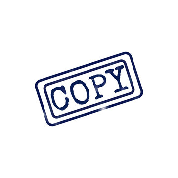 A blue ink rubber stamp with the text copy inside a rectangular border on a transparent background, for document identification, and classification