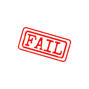 A bright red rubber stamp mark with the word fail written in a bold serif font, isolated on a solid black background, for document marking