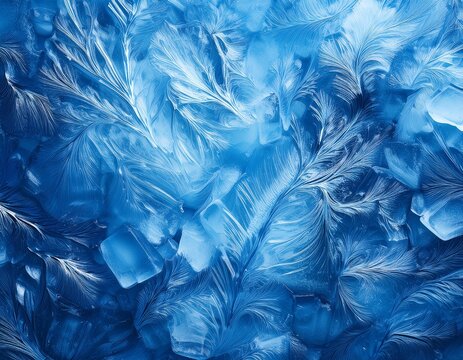 close up abstract blue ice texture showcasing the intricate patterns and translucent layers of frozen ice creating a cool and refreshing visual experience ice texture background blue ice banner
