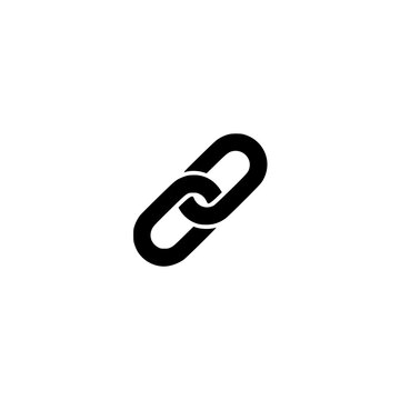 Backlink icon. Solid black glyph of a chain link for seo and link building.
