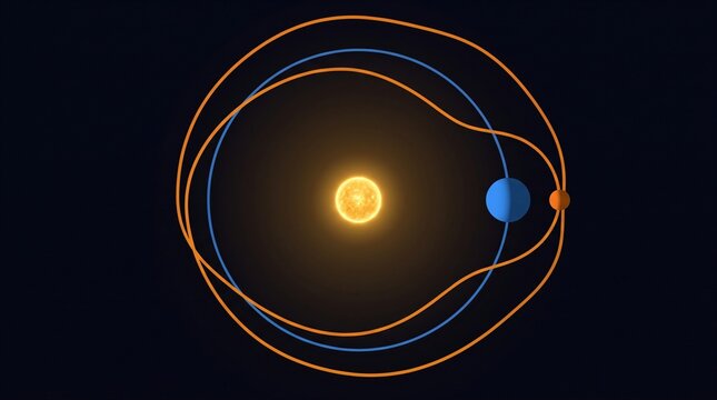 Top Down Astronomy Diagram Showing A Small Body On A Horseshoe Co-Orbital Path