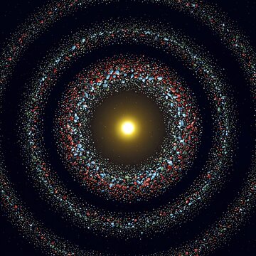 Kirkwood Gaps: Top Down Astronomy Render Of An Asteroid Belt With Cleared Resonance Rings